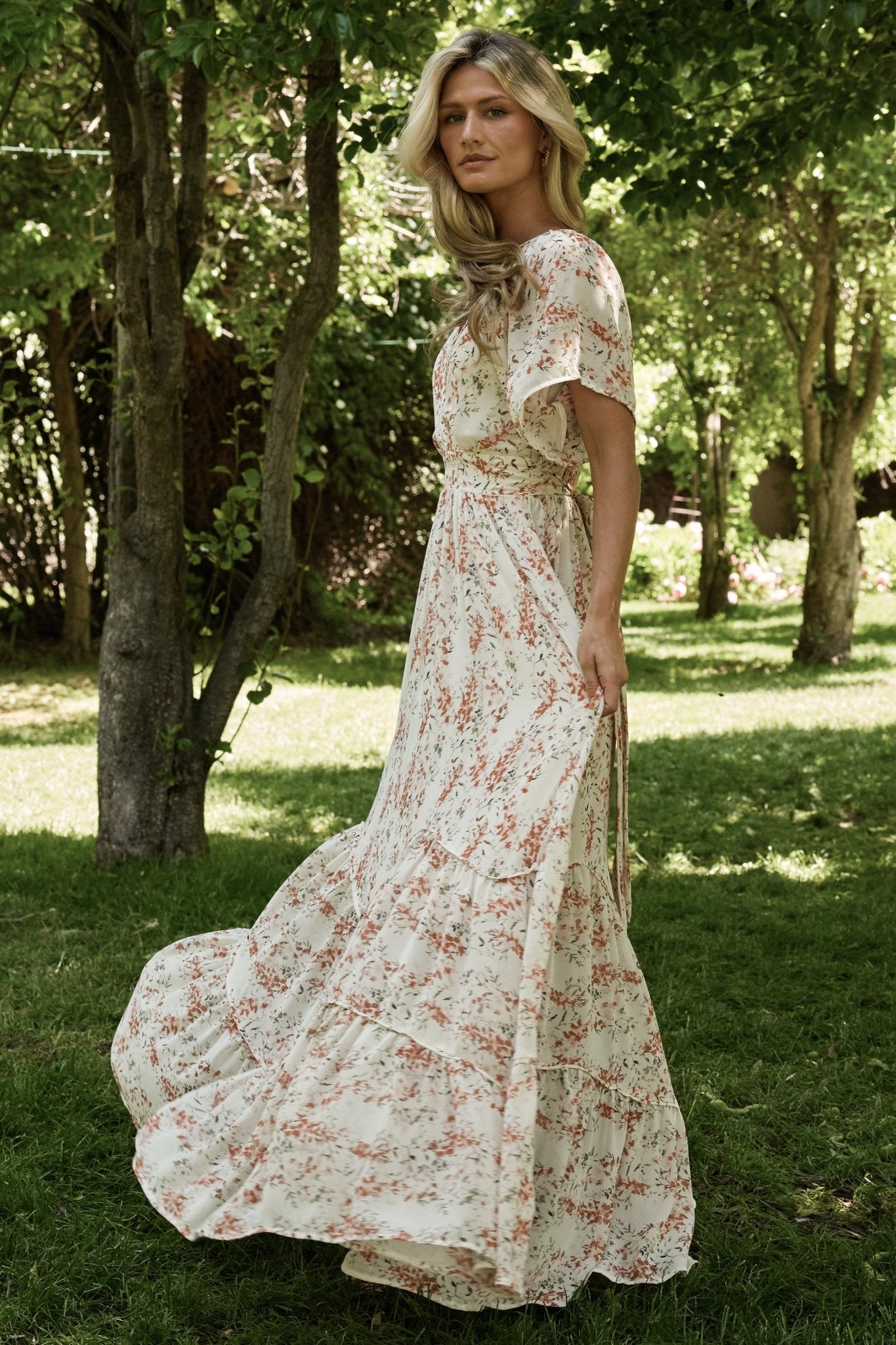 Katherine Maxi Dress | Cream + Rust Floral Collections Cheap Online