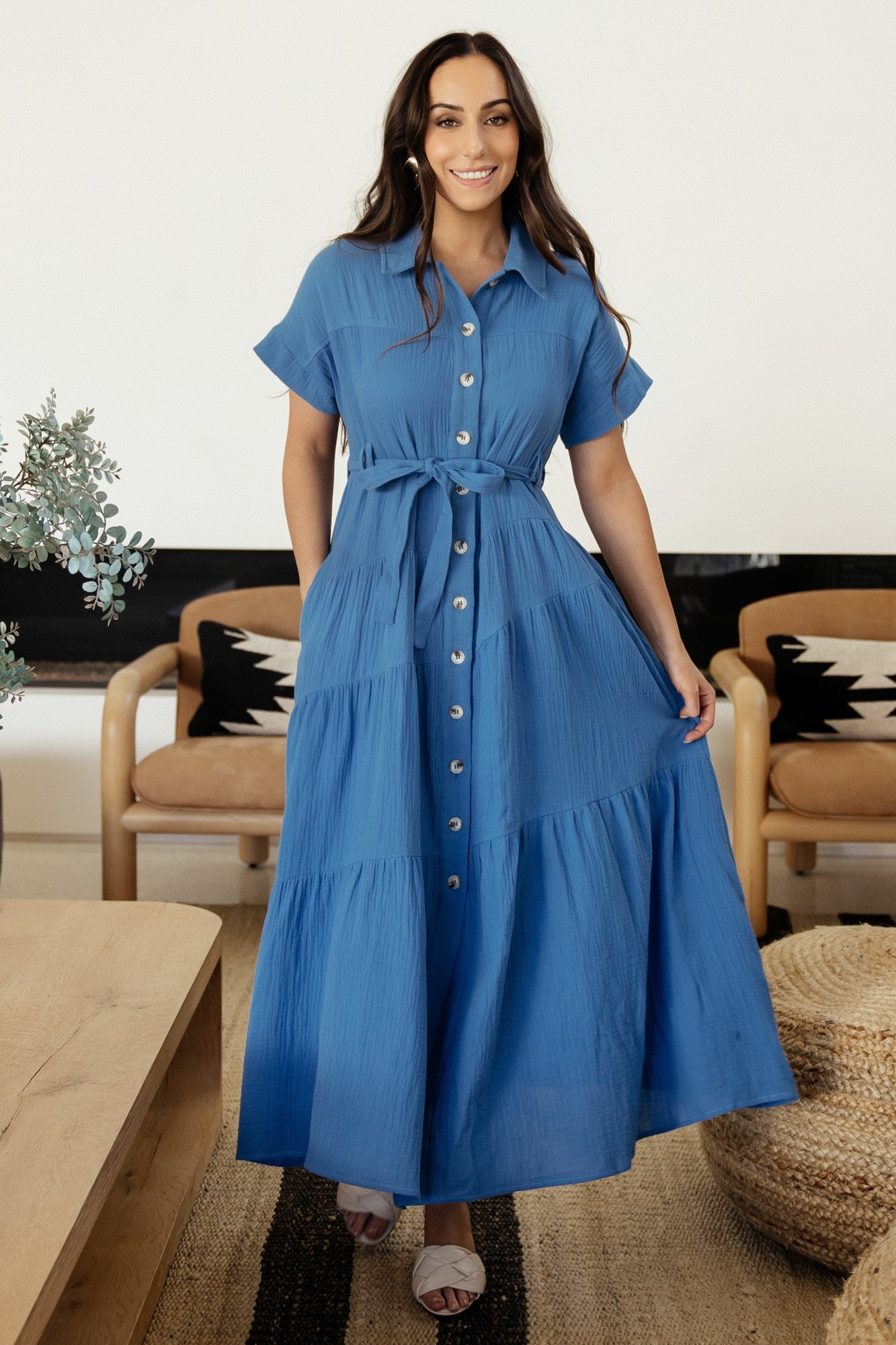 Aizey Button Up Maxi Dress | Blue Buy Cheap Wide Range Of