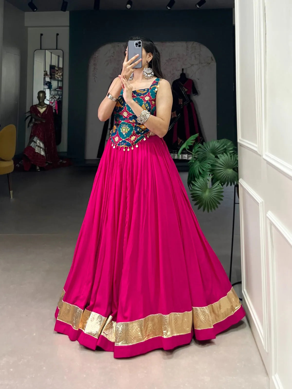 Enchanting Pure Rayon Embbosed Design Lehenga Choli Low Shipping Fee Online