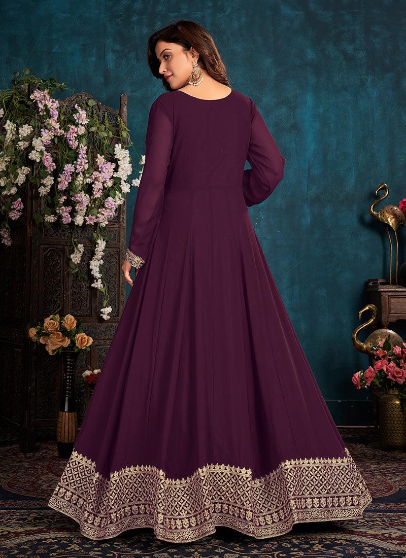 Purple Color Art Silk Material Dori Work Gown With Net Dupatta Cheap Sale Choice