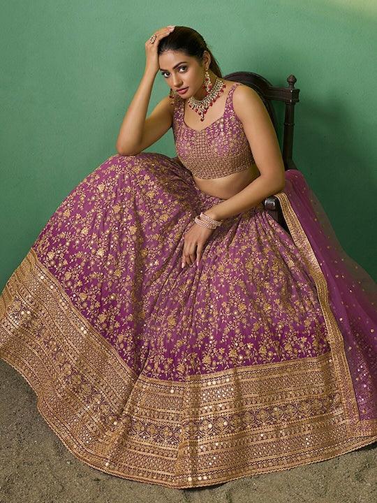 Lavender Georgette Embroidered Floral Lehenga Choli Buy Cheap Pre Order