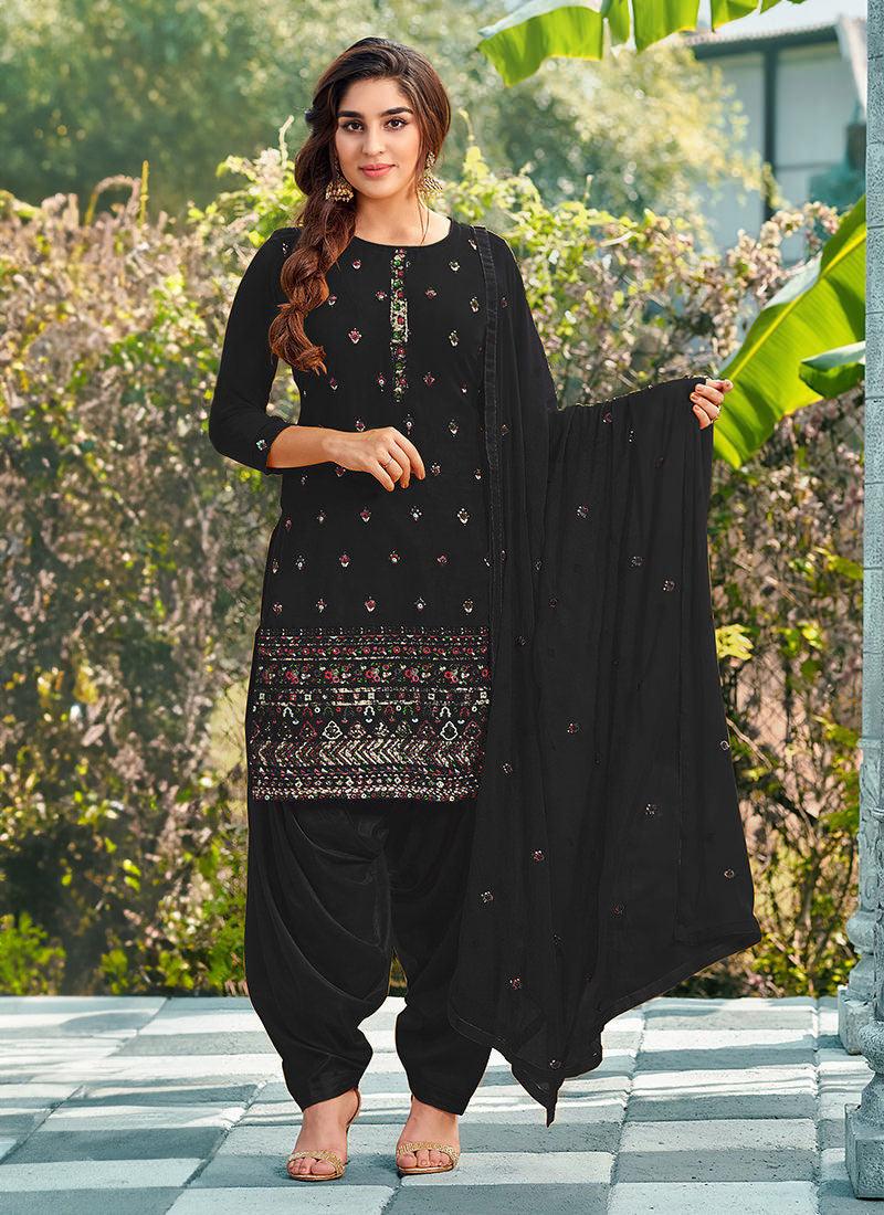 Black Color Dhoti Style Punjabi Salwar Suit Good Selling Online