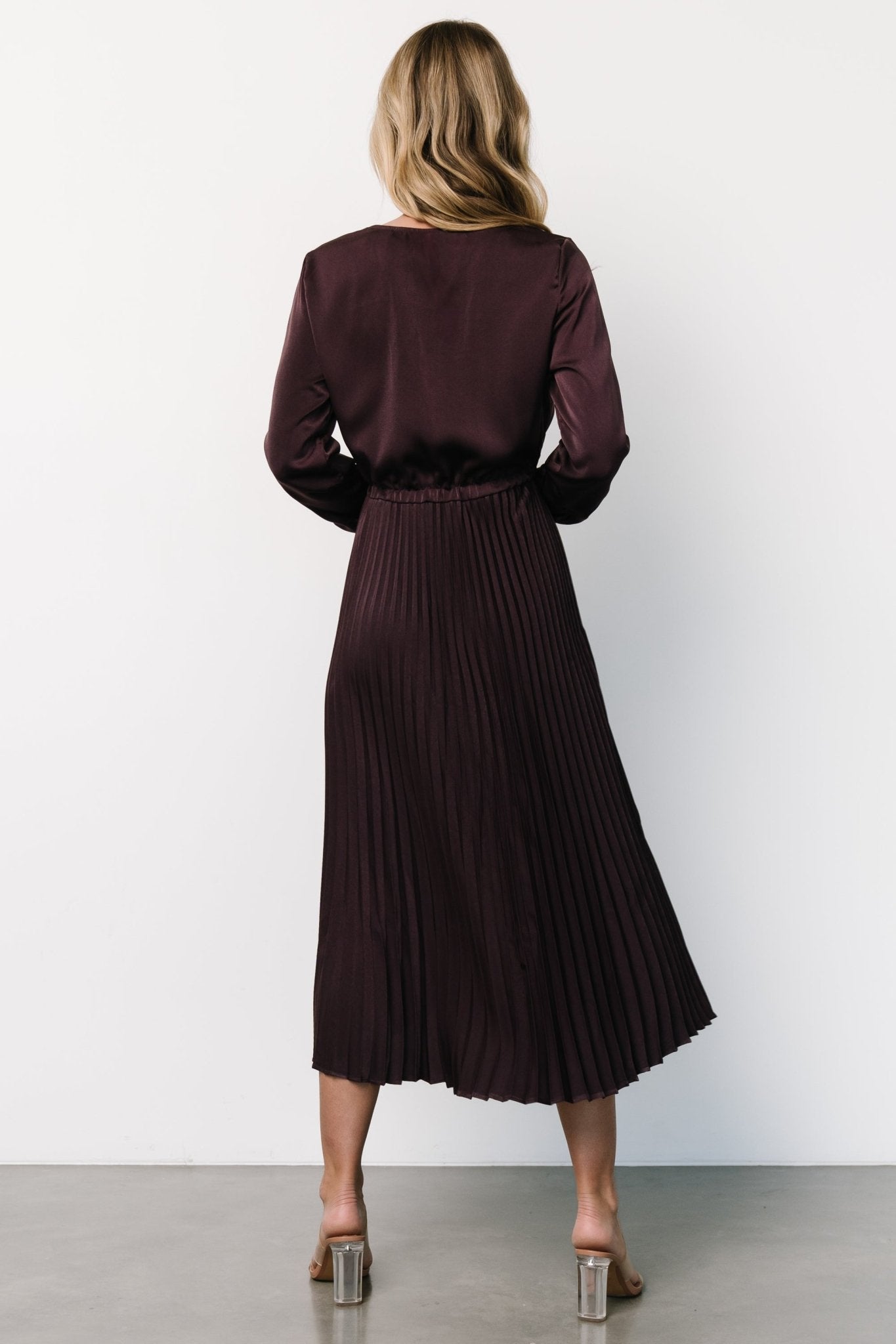 Waco Pleated Dress | Dark Plum Marketable For Sale