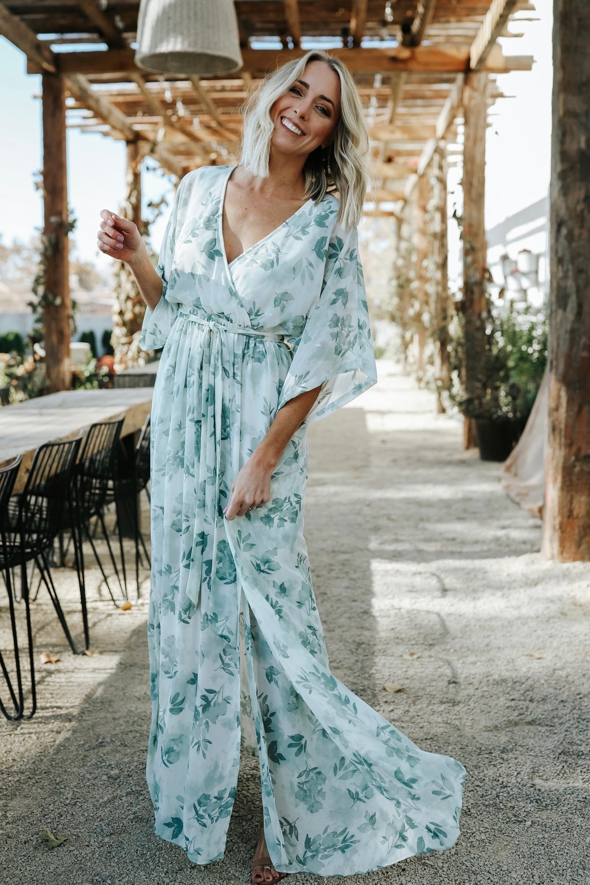 Kia Kimono Maxi Dress | Sage Floral Buy Cheap Fashion Style