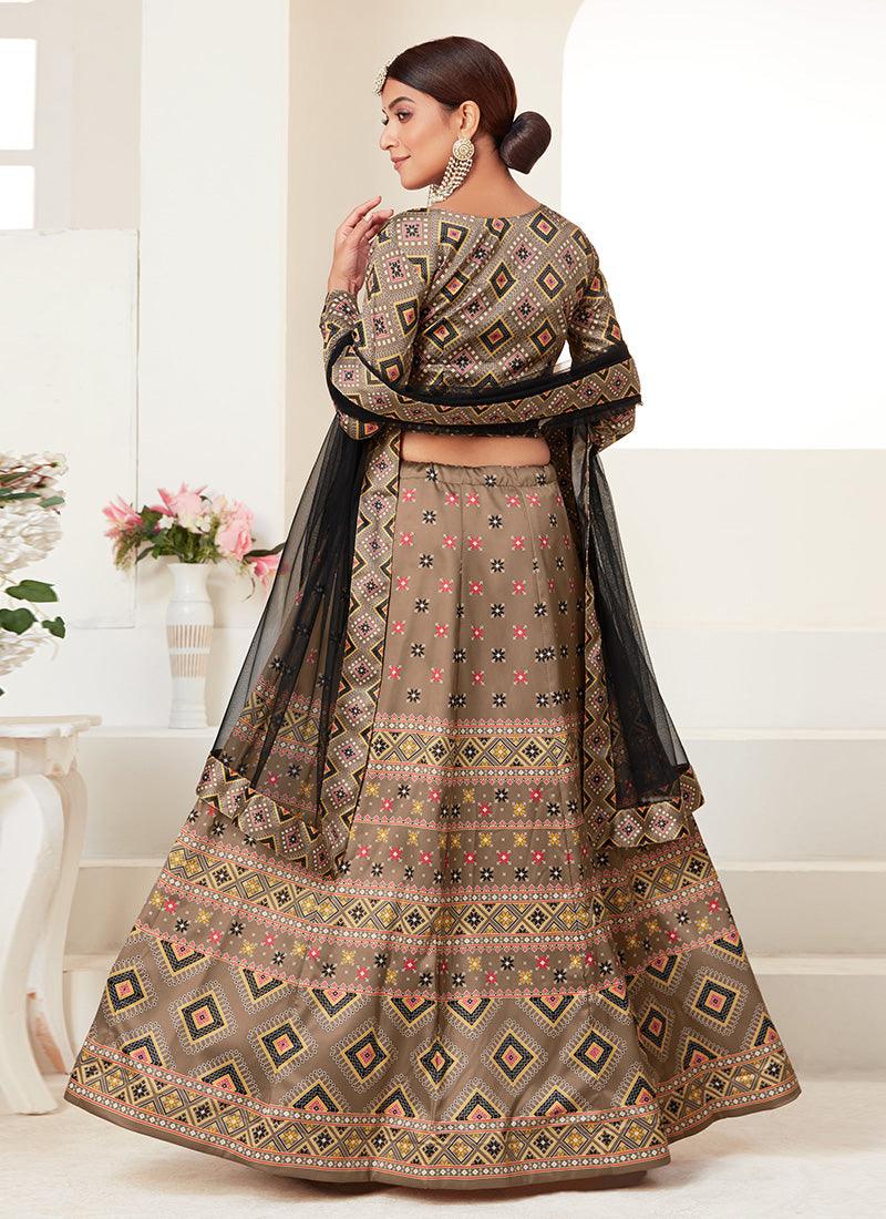 Brown Digital Print Kalidar Chaniya Choli Classic For Sale