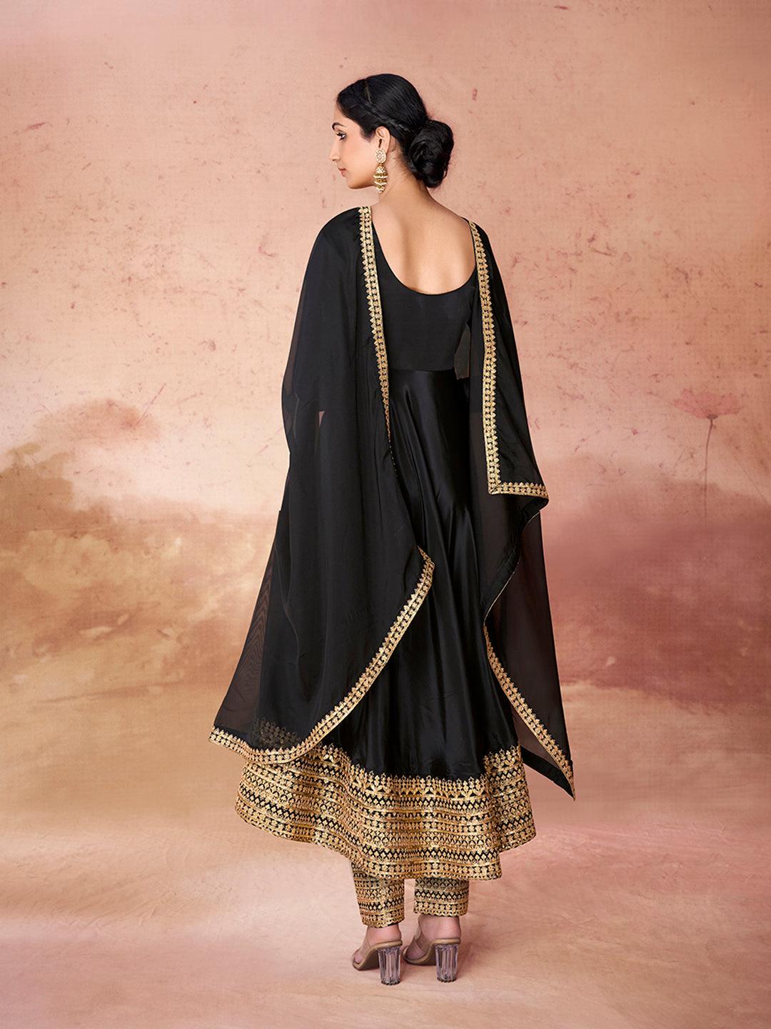 Black color anarkali suit with pant and dupatta 2025 New