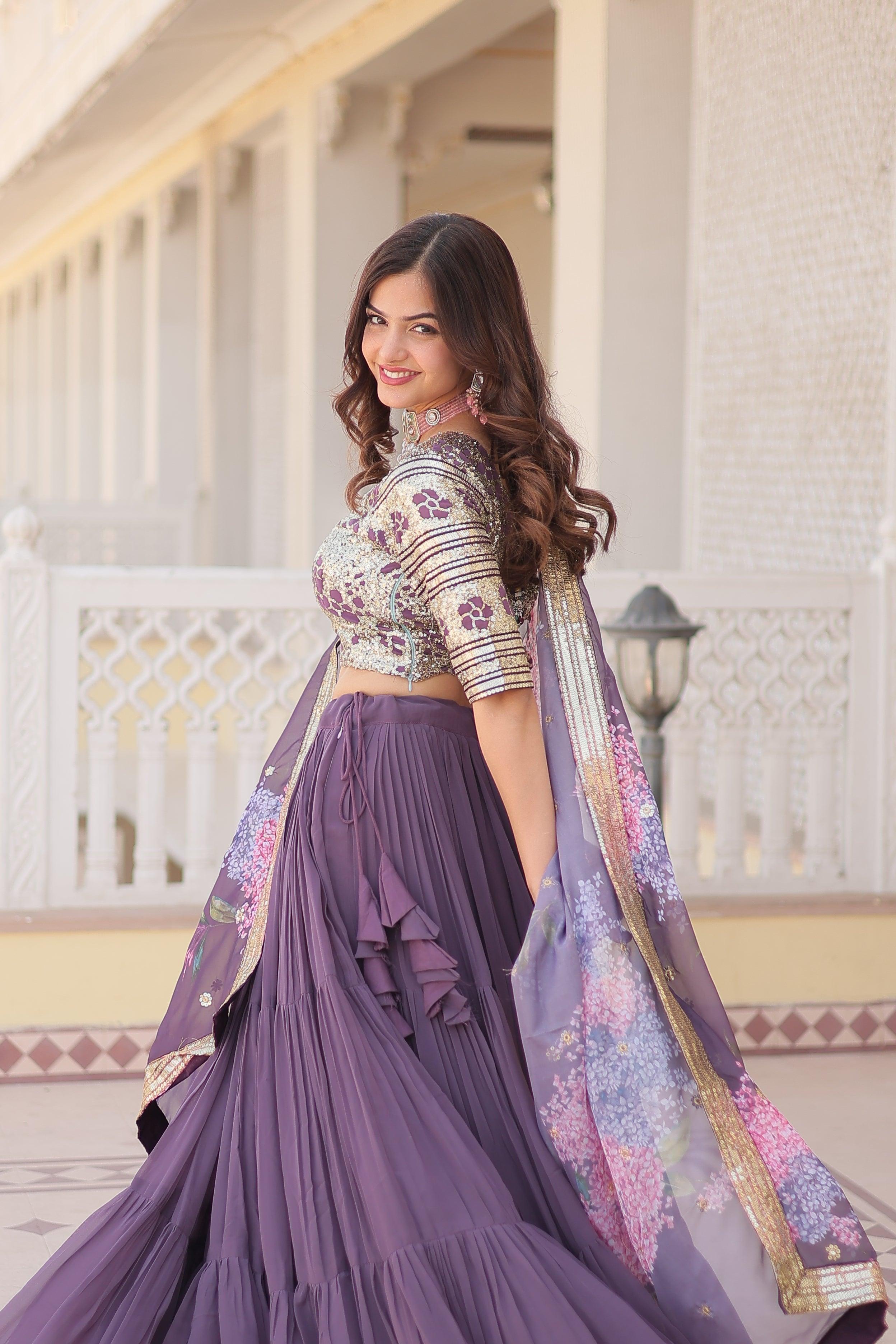 Elegant Floral Lehenga Choli with Embellished Dupatta For Sale 2025