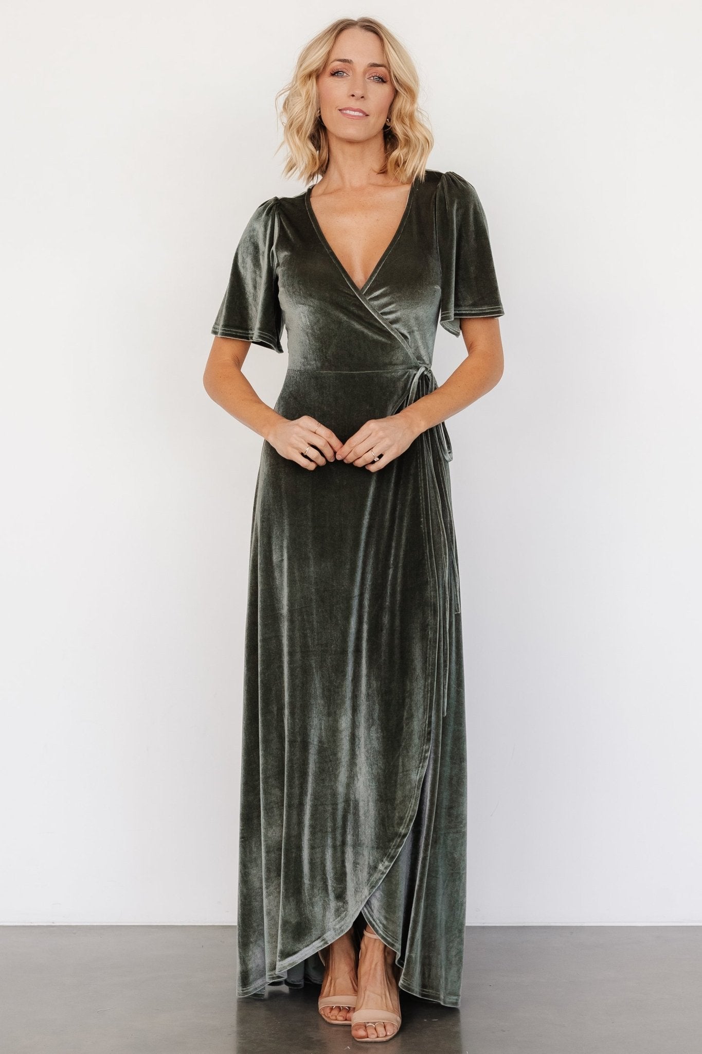 Katelyn Velvet Maxi Wrap Dress | Eucalyptus Browse For Sale