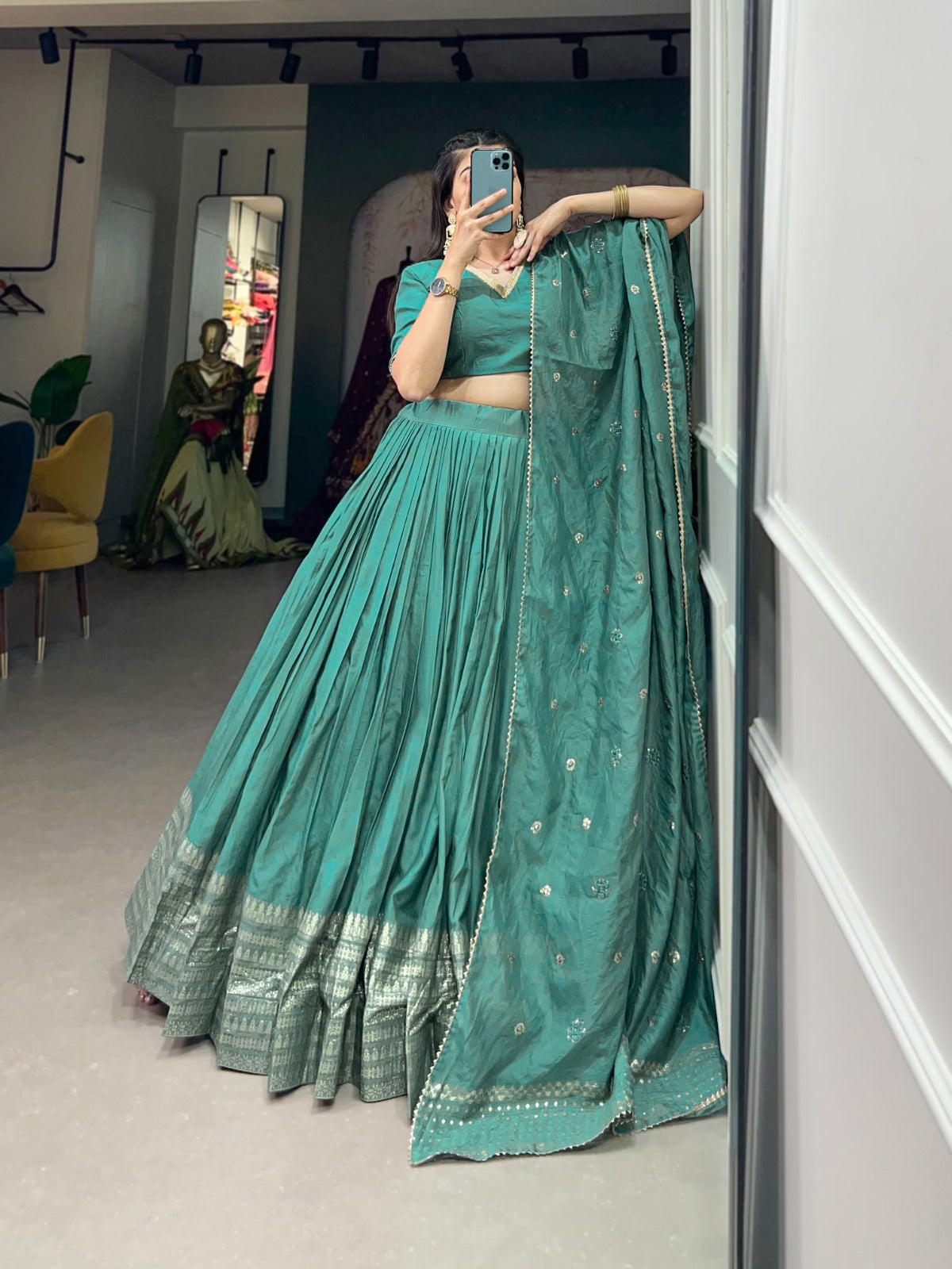 Amazing Pure Chanderi Embellished Lehenga Choli Cheap Sale Release Dates