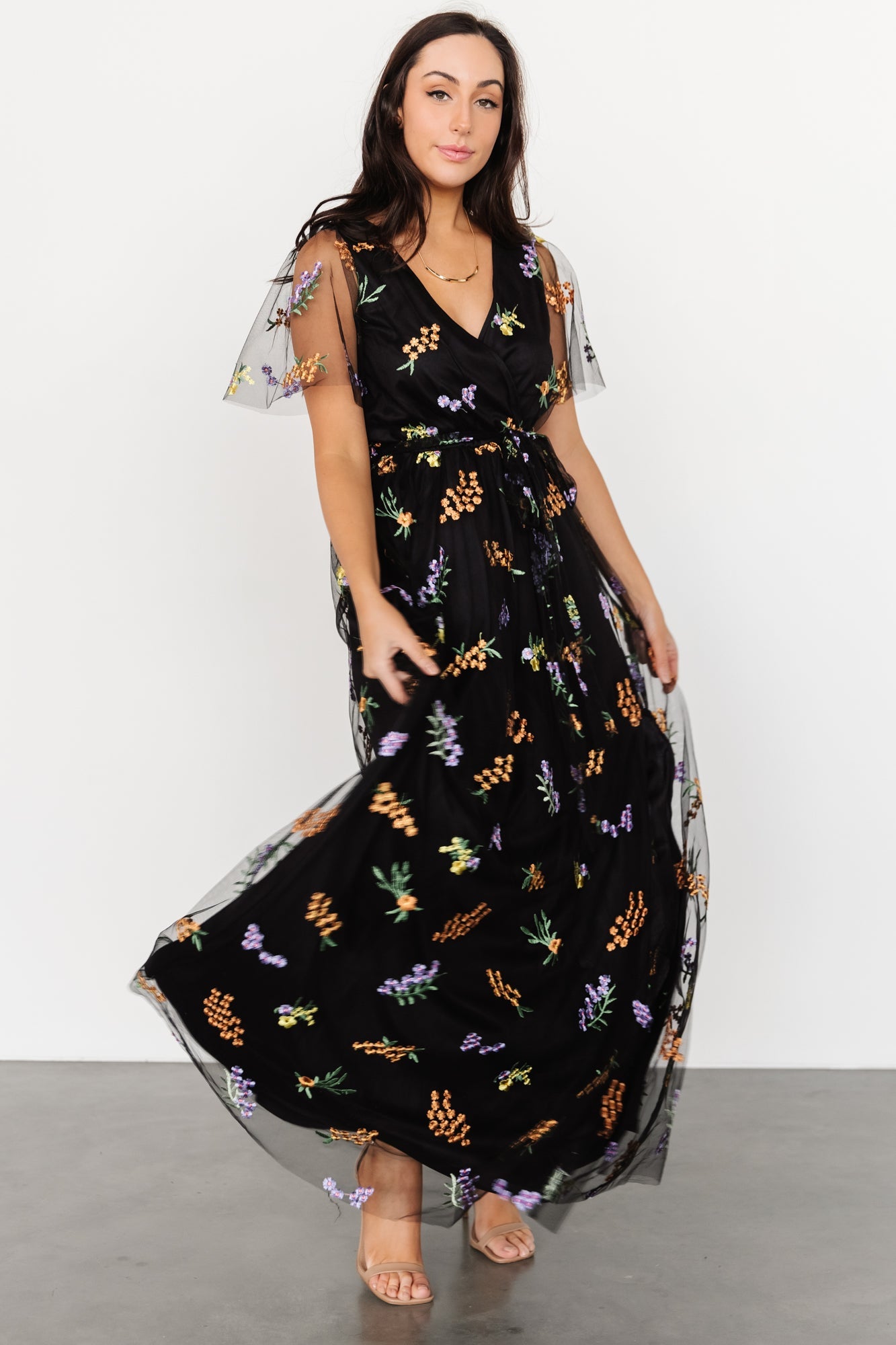 Marseille Embossed Maxi Dress | Midnight Meadow Pices Cheap Pice