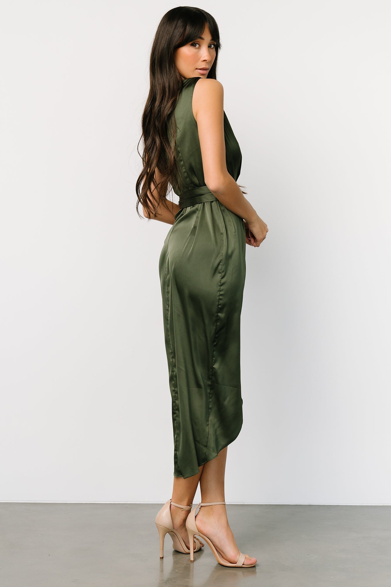 Celia One Shoulder Midi Dress | Olive Cheap Low Shipping Fee