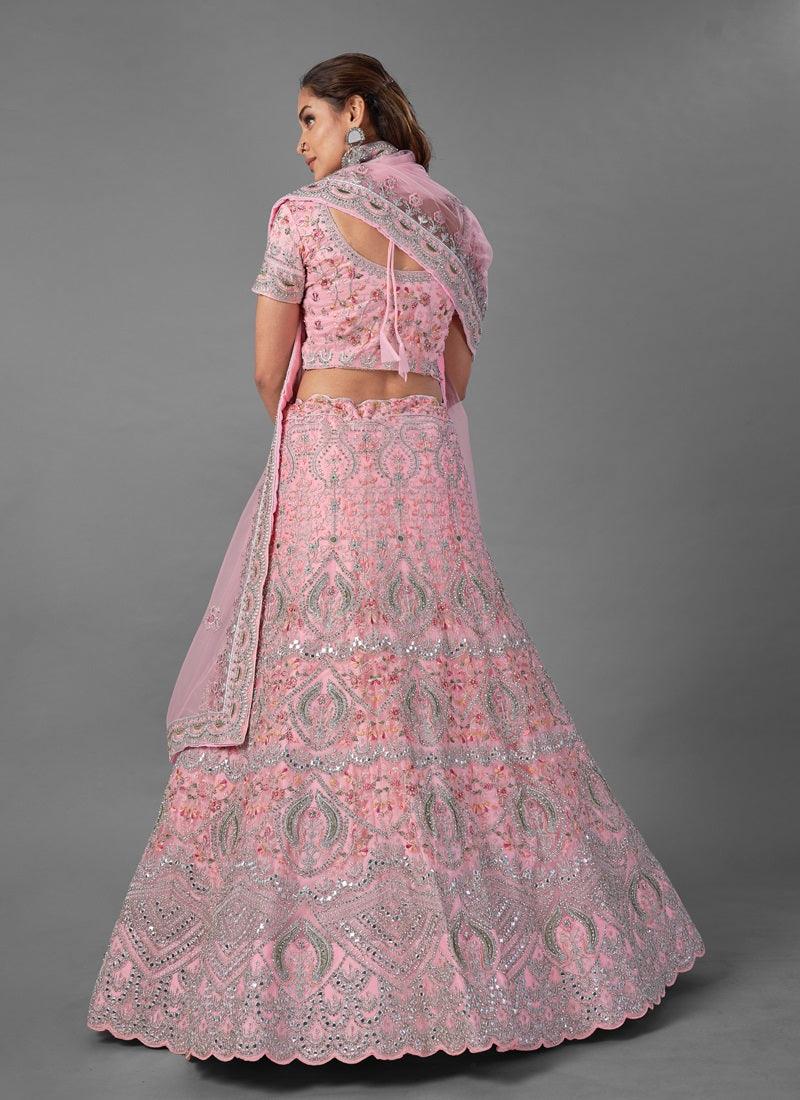 Glamorous Pink Color Soft Net Base With Wedding Wear Lehenga Choli Free Shipping Very Cheap