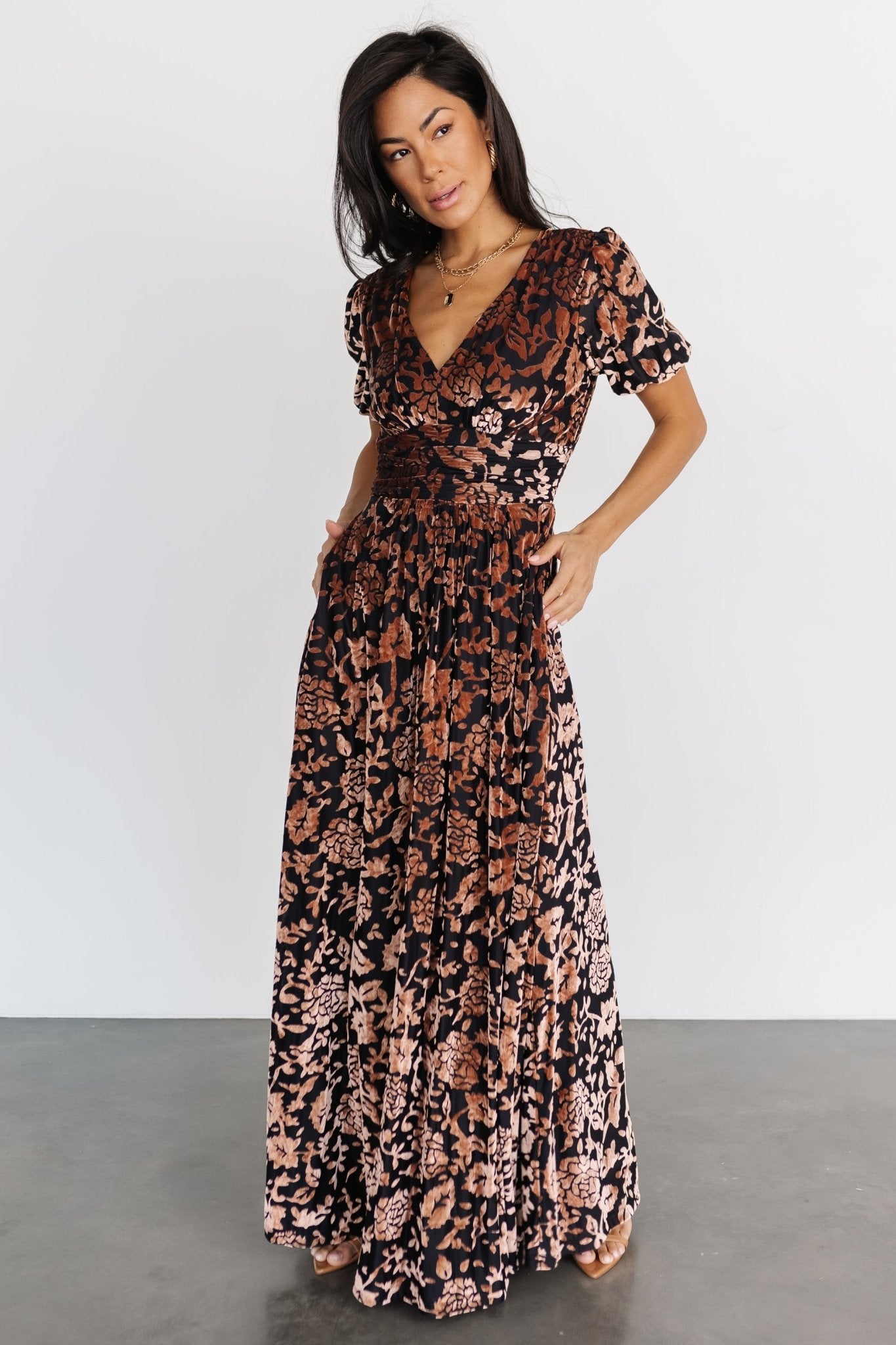 Leslie Velvet Maxi Dress | Black + Bronze Cheap With Mastercard