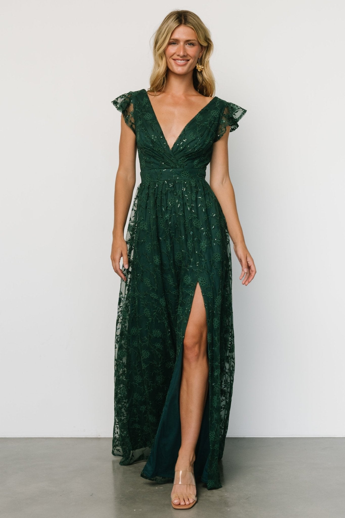 Alexa Embroidered Sequin Maxi Dress | Dark Green Cheap Sale 2025 New