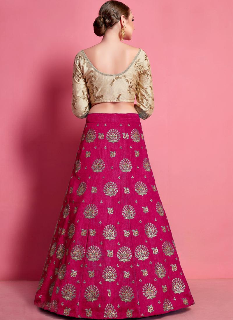 Fantastic Pink Heavily Embroidered Silk Base Lehenga Choli Visit New Online