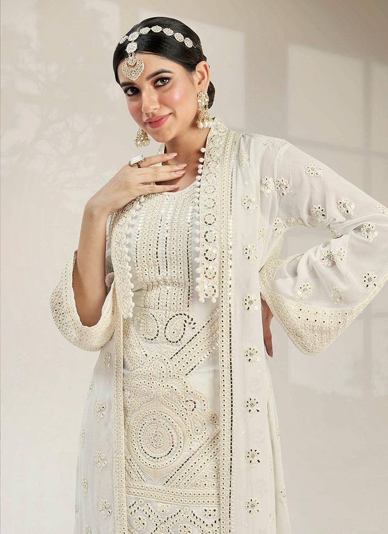 Malta White Palazzo Suit With Jacket Sale Extremely