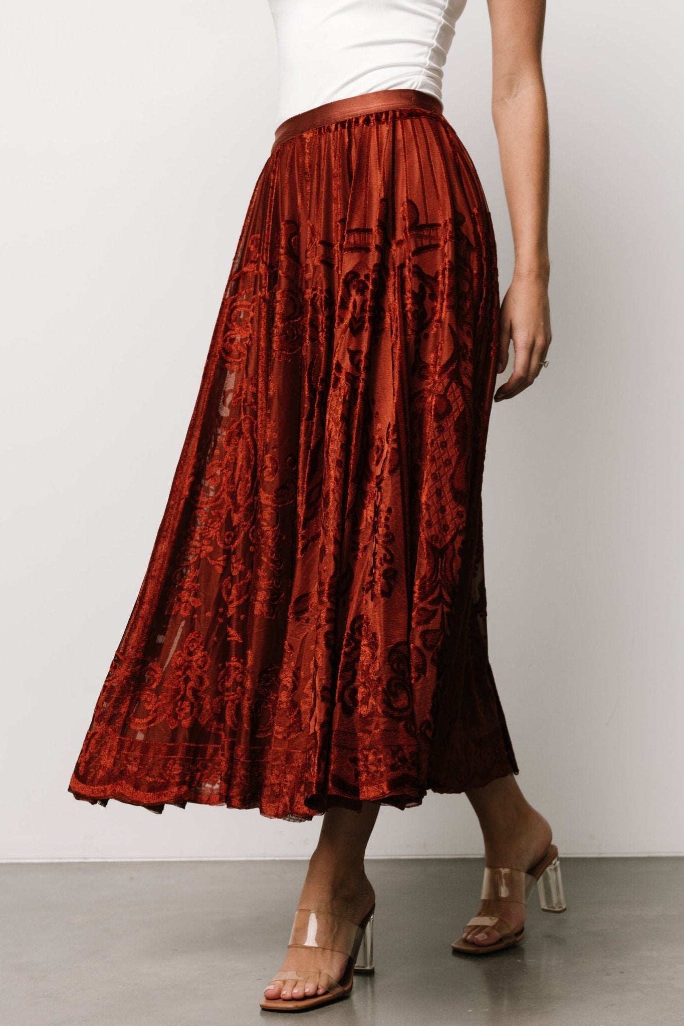 Palini Velvet Skirt | Rust Manchester Sale Online