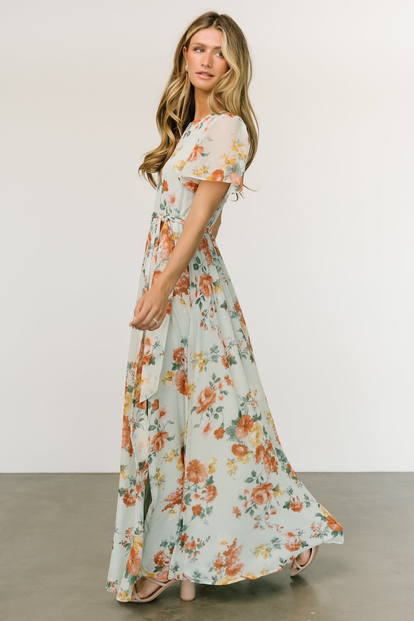 Naomi Short Sleeve Maxi Dress | Sage Floral Free Shipping Footlocker Finishline