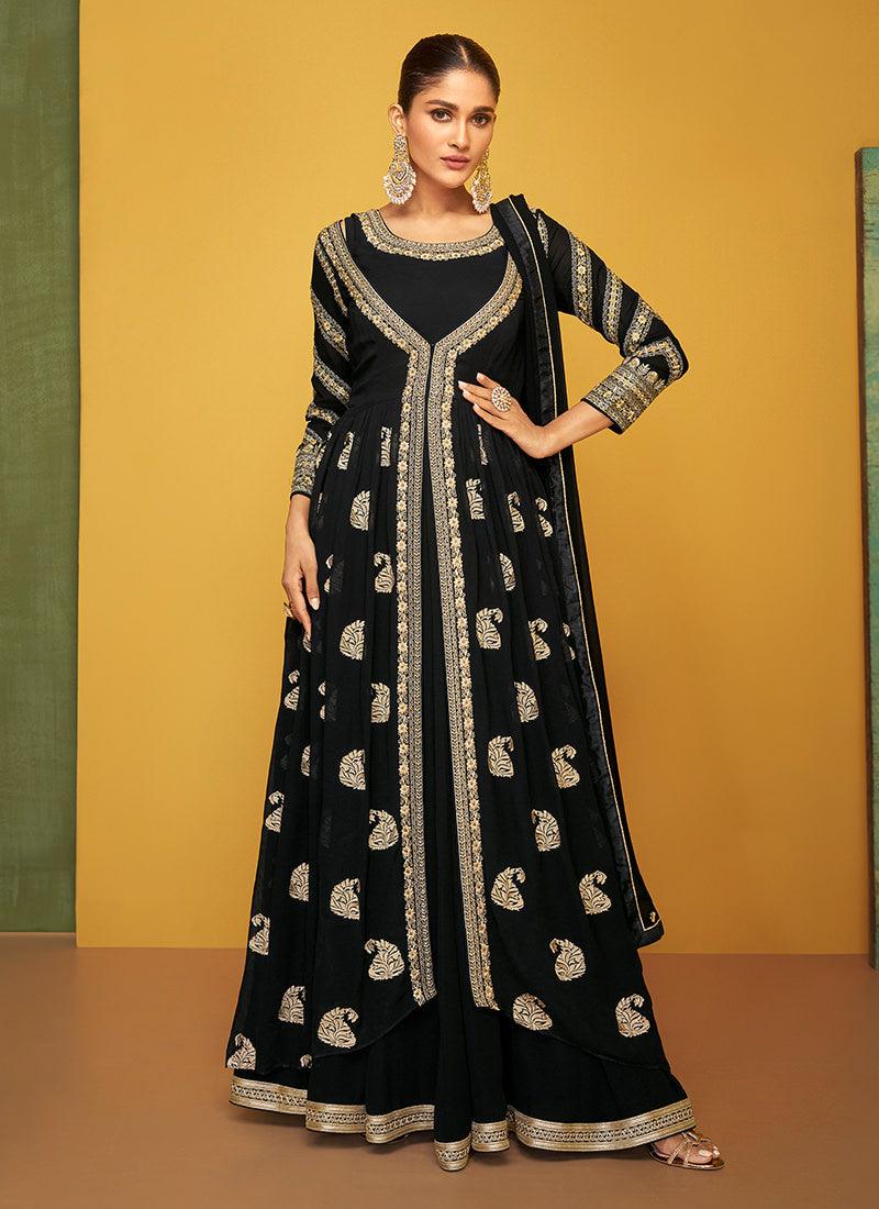 Black Color Jacket Style Designer Gown Cheap Sale Release Dates