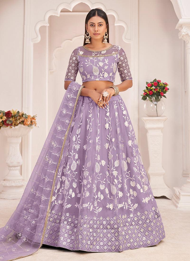 Embroidered Lavender Soft Net Lehenga Discount Nicekicks