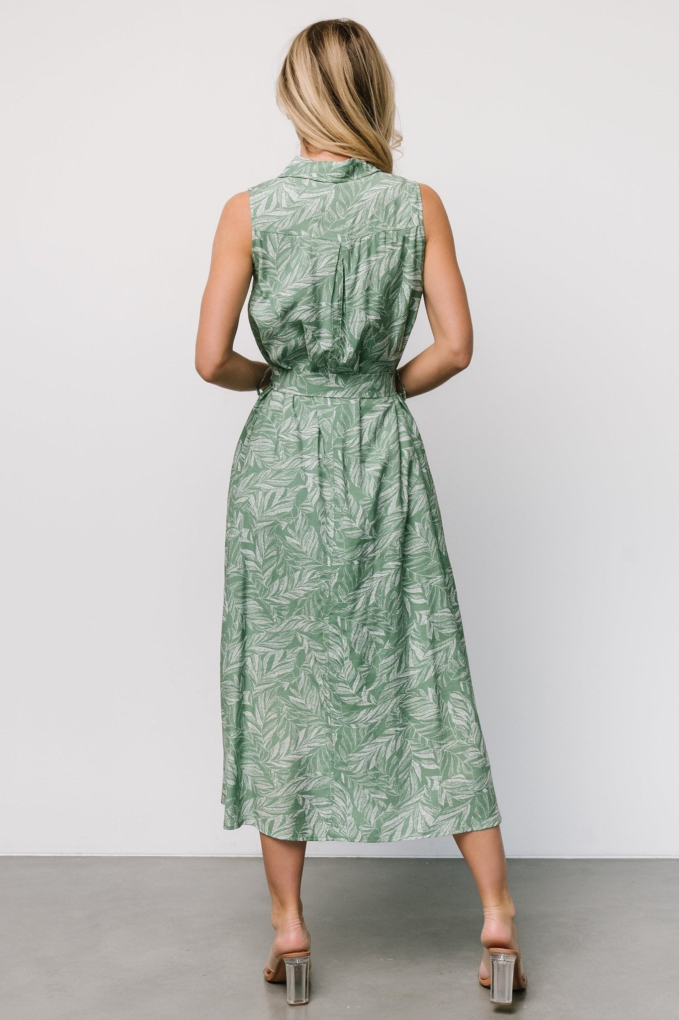 Scottie Button Tank Dress | Green Print Discount Pay With Paypal