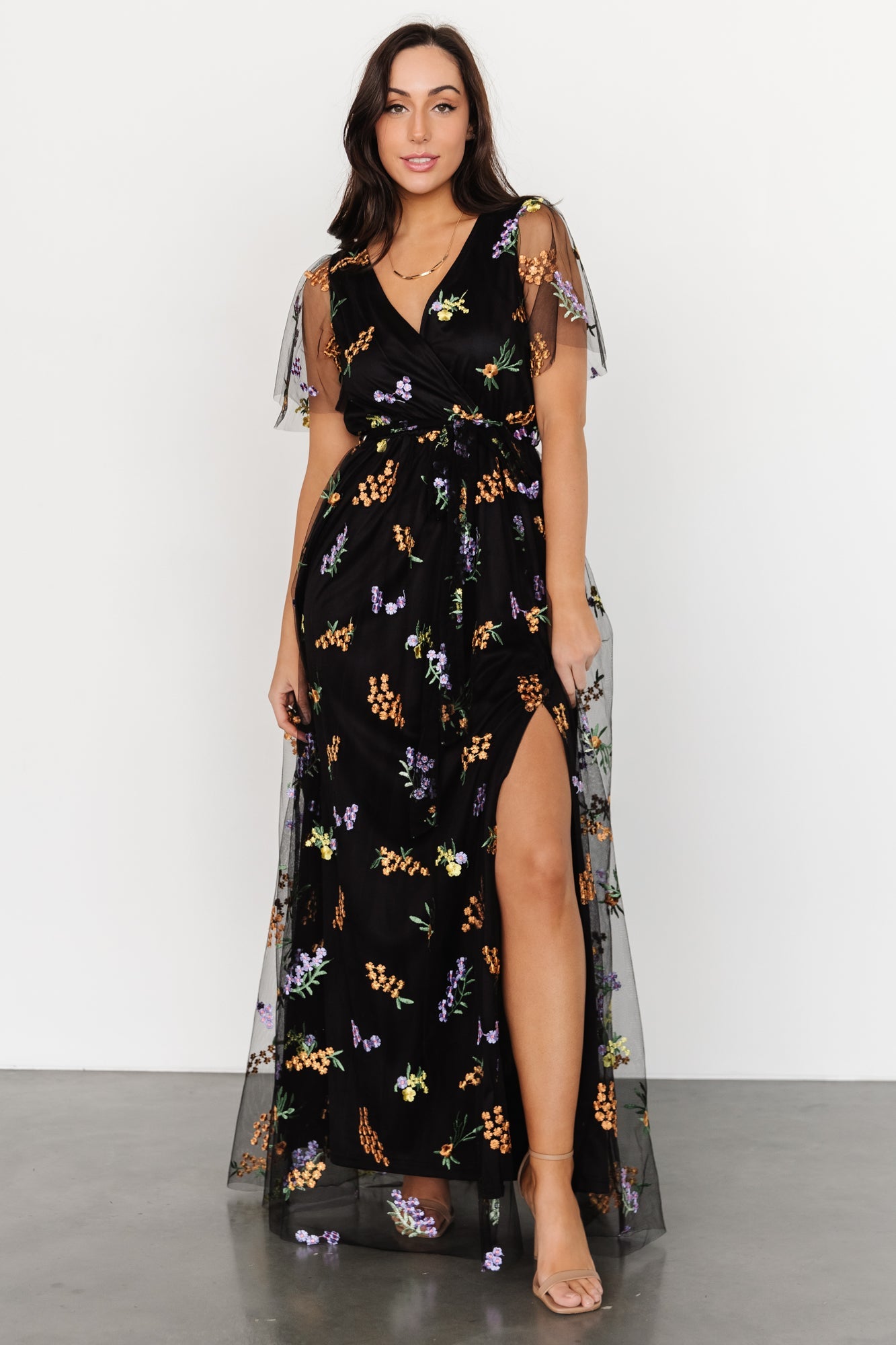 Marseille Embossed Maxi Dress | Midnight Meadow Pices Cheap Pice