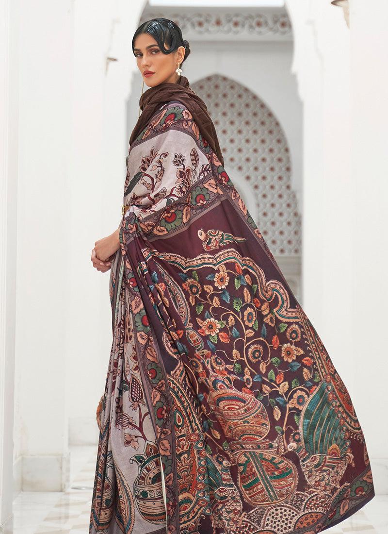 Occasion Wear Light Grey Color Silk Base Printed Saree Buy Cheap Looking For