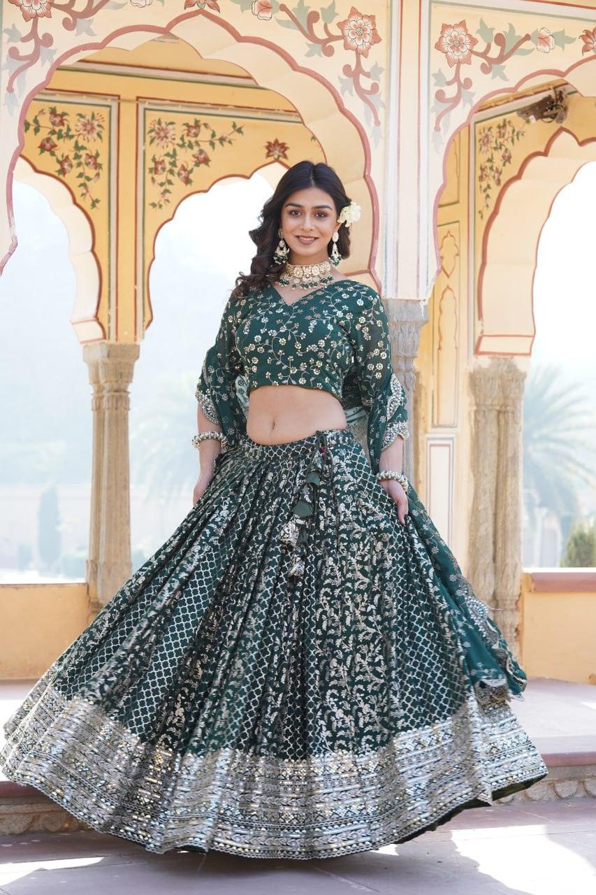 Attractive Pure Viscous Georgette Heavy Sequins Embroidered Lehenga Choli Set Countdown Package