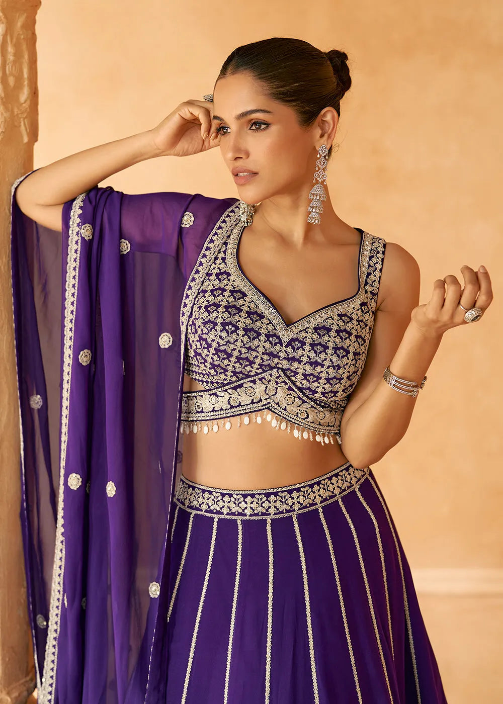 Angelic Purple Embroidered Bridal Lehenga Choli Cheap New Arrival