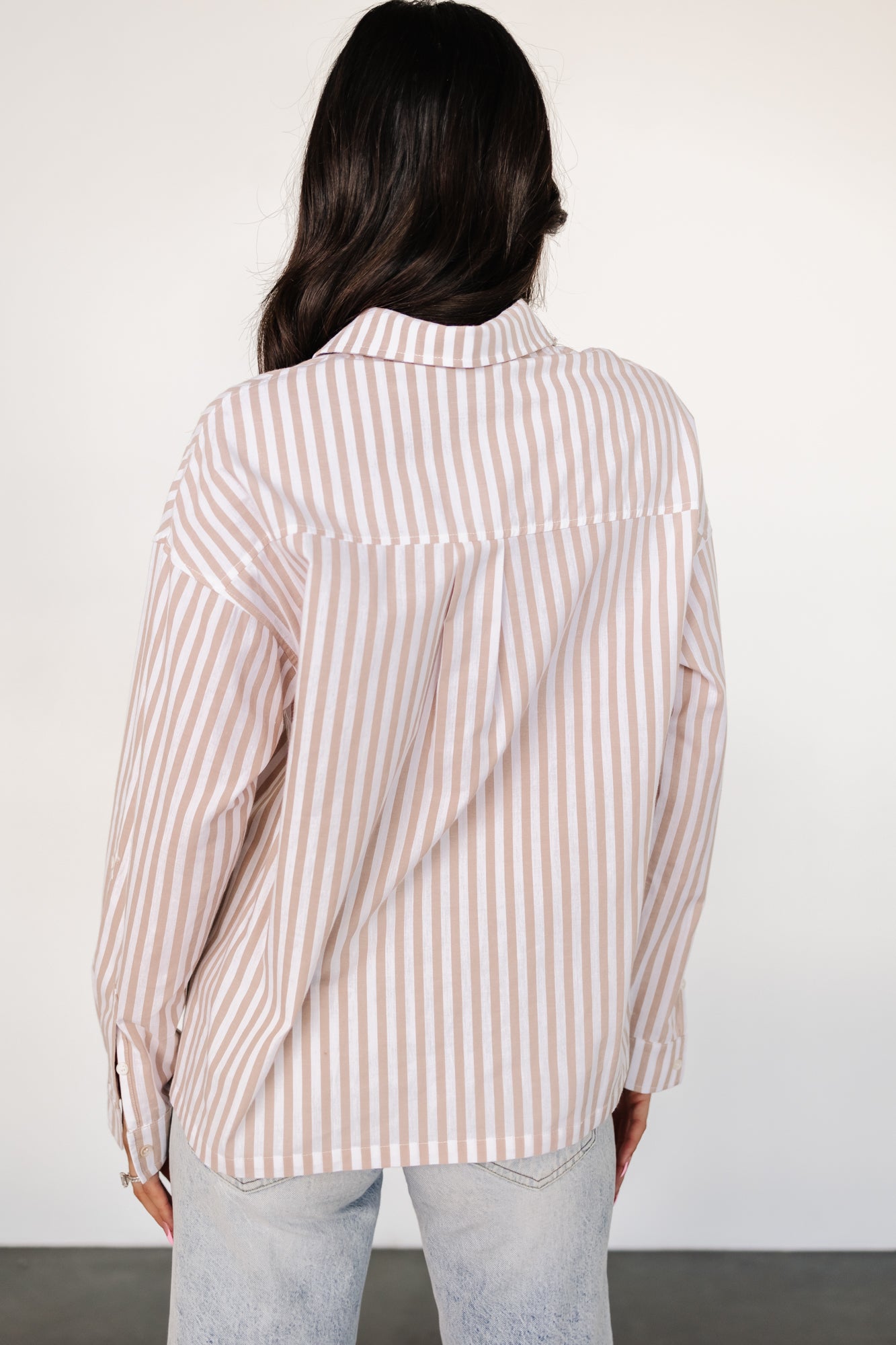 Shasta Button Up Top | Beige Stripe View Cheap Online