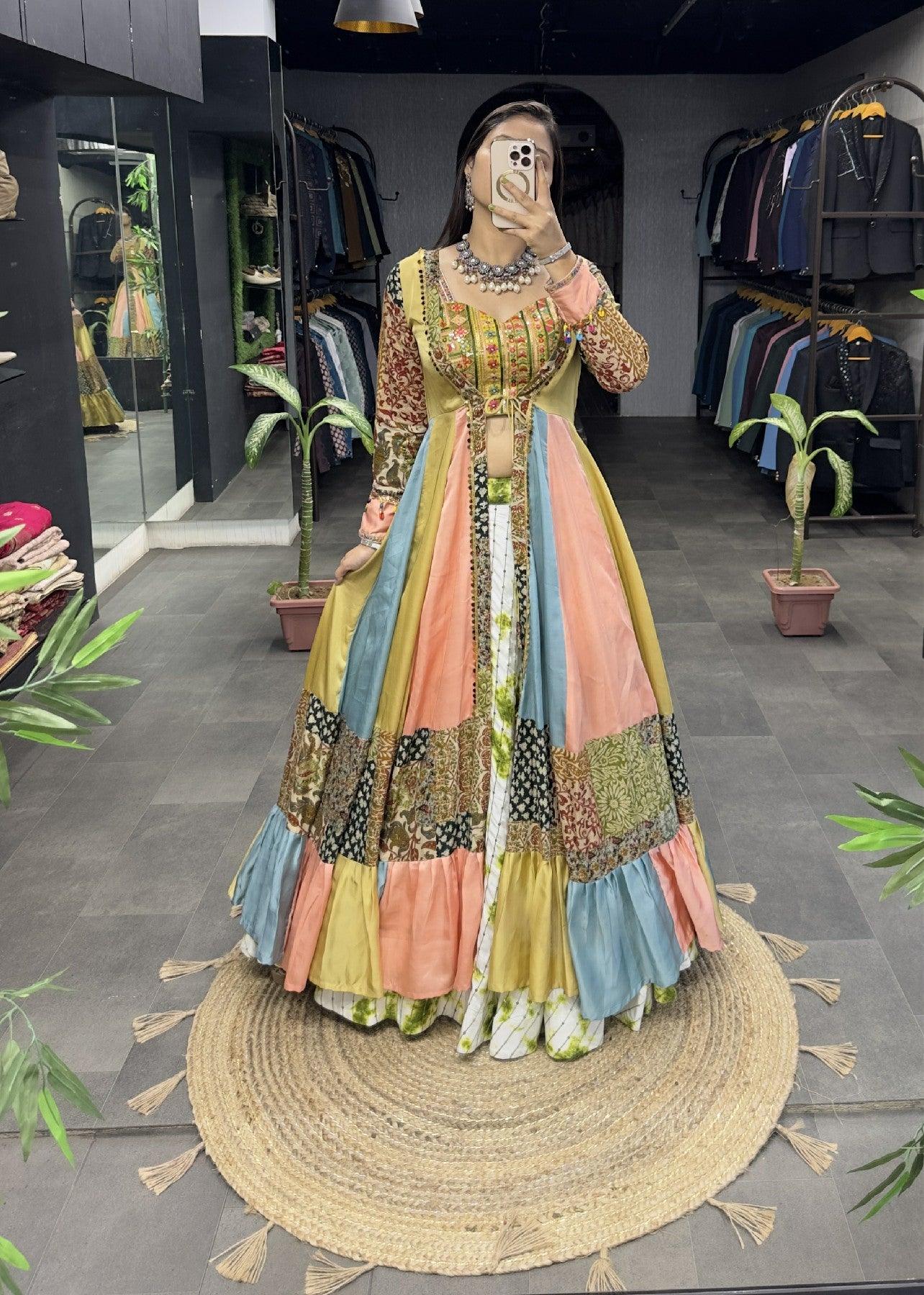 Stunning Multicolored Traditional Indo-Western Set Discount Outlet Store