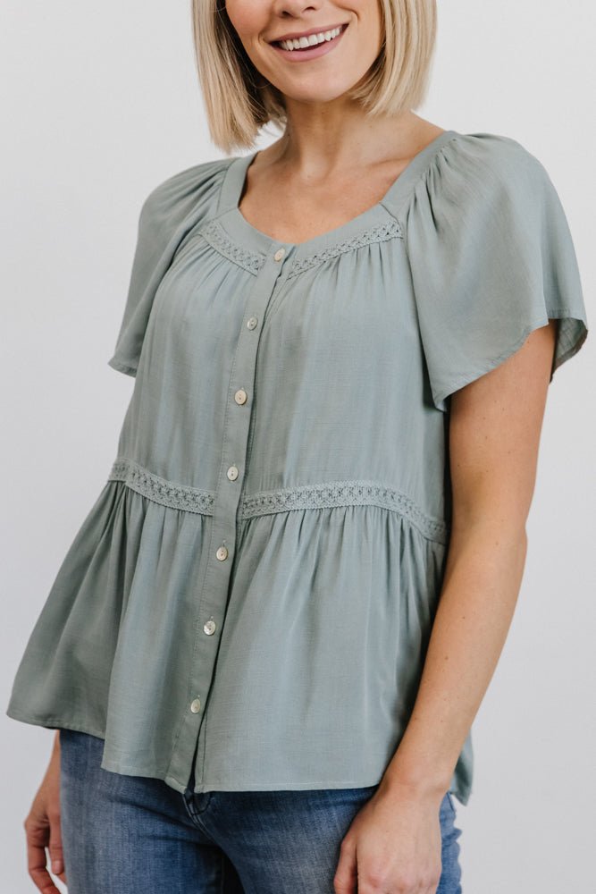 Unity Button Up Top | Sage Free Shipping Shop Offer