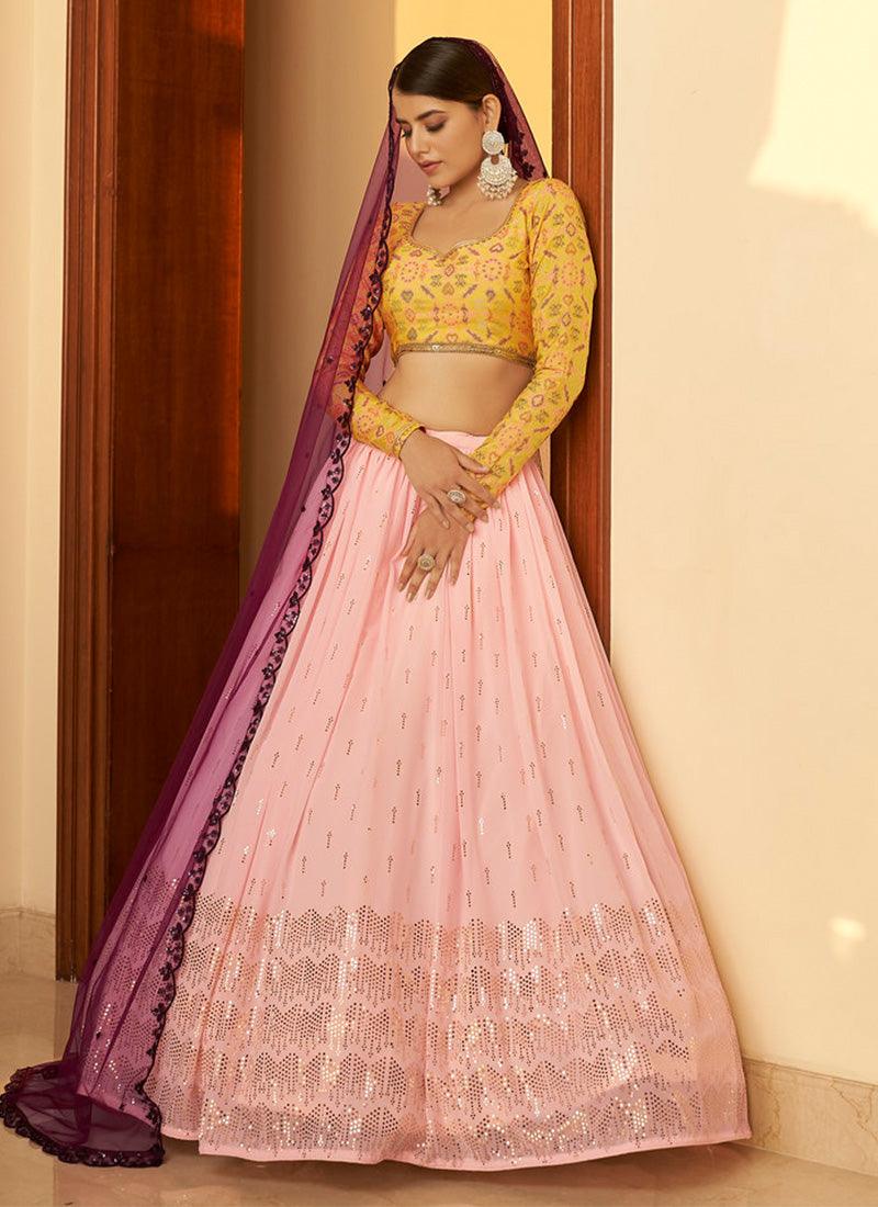 Sweetheart Neckline Mukaish Work Lehenga Choli With Full Sleeves Blouse Outlet Store Cheap Online