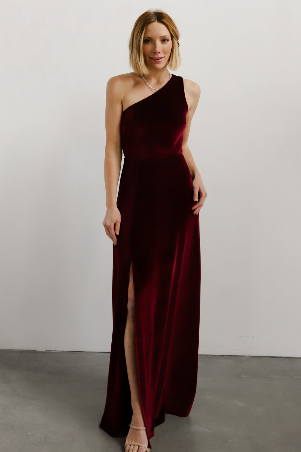 Tatiana Velvet One Shoulder Maxi Dress | Merlot Outlet Deals