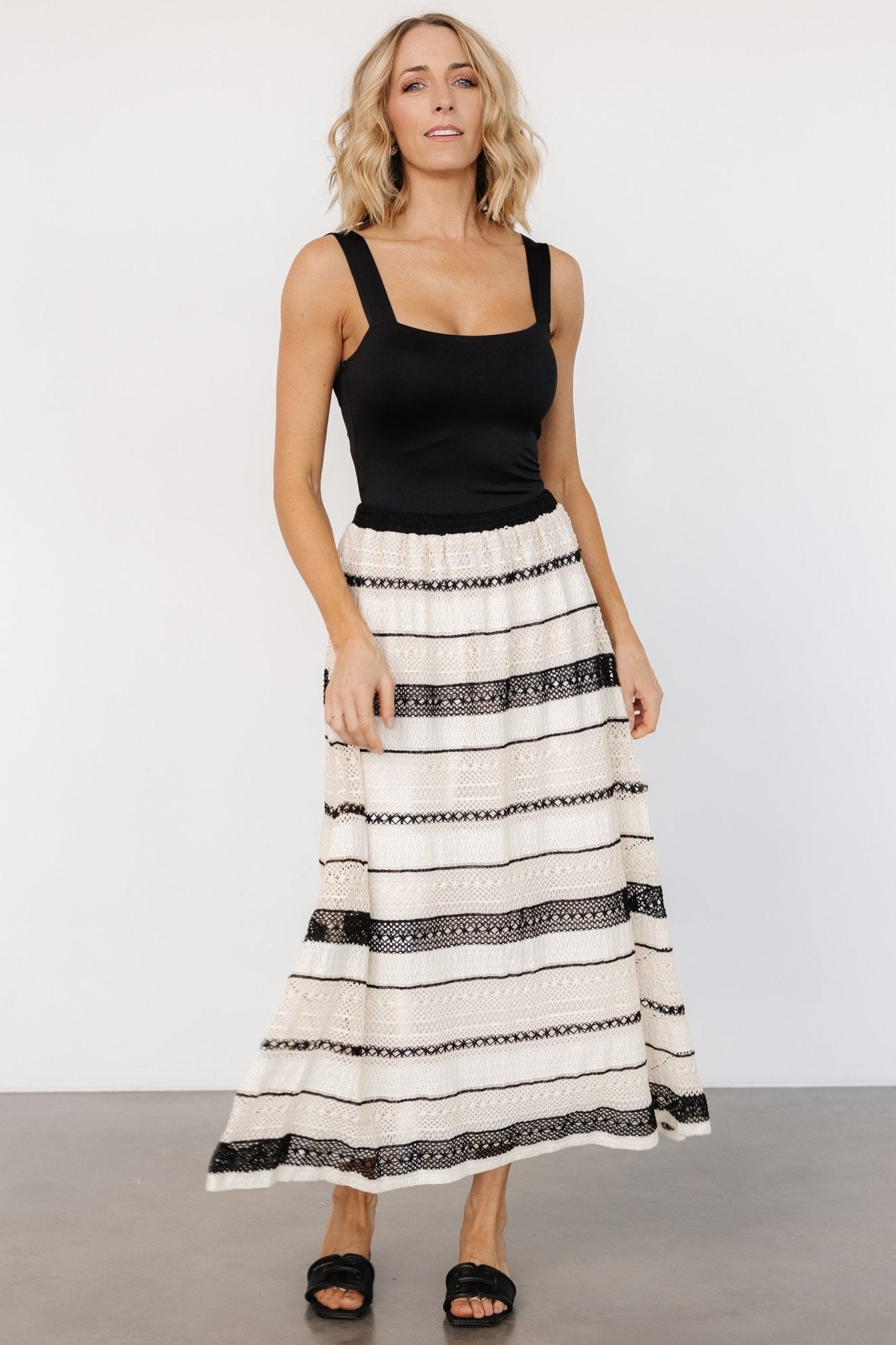 Alondra Woven Skirt | Cream + Black 2025 New