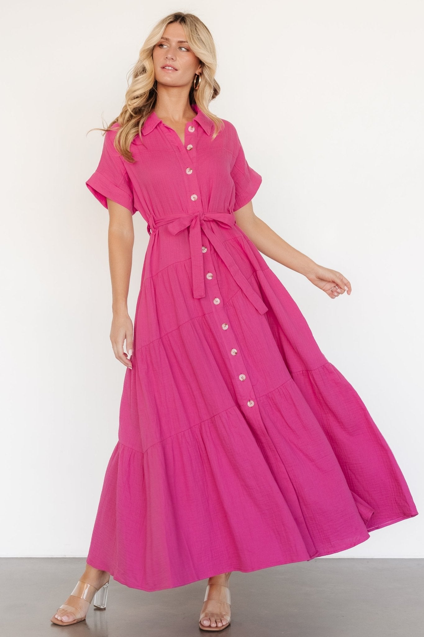 Aizey Button Up Maxi Dress | Pink Clearance Pick A Best