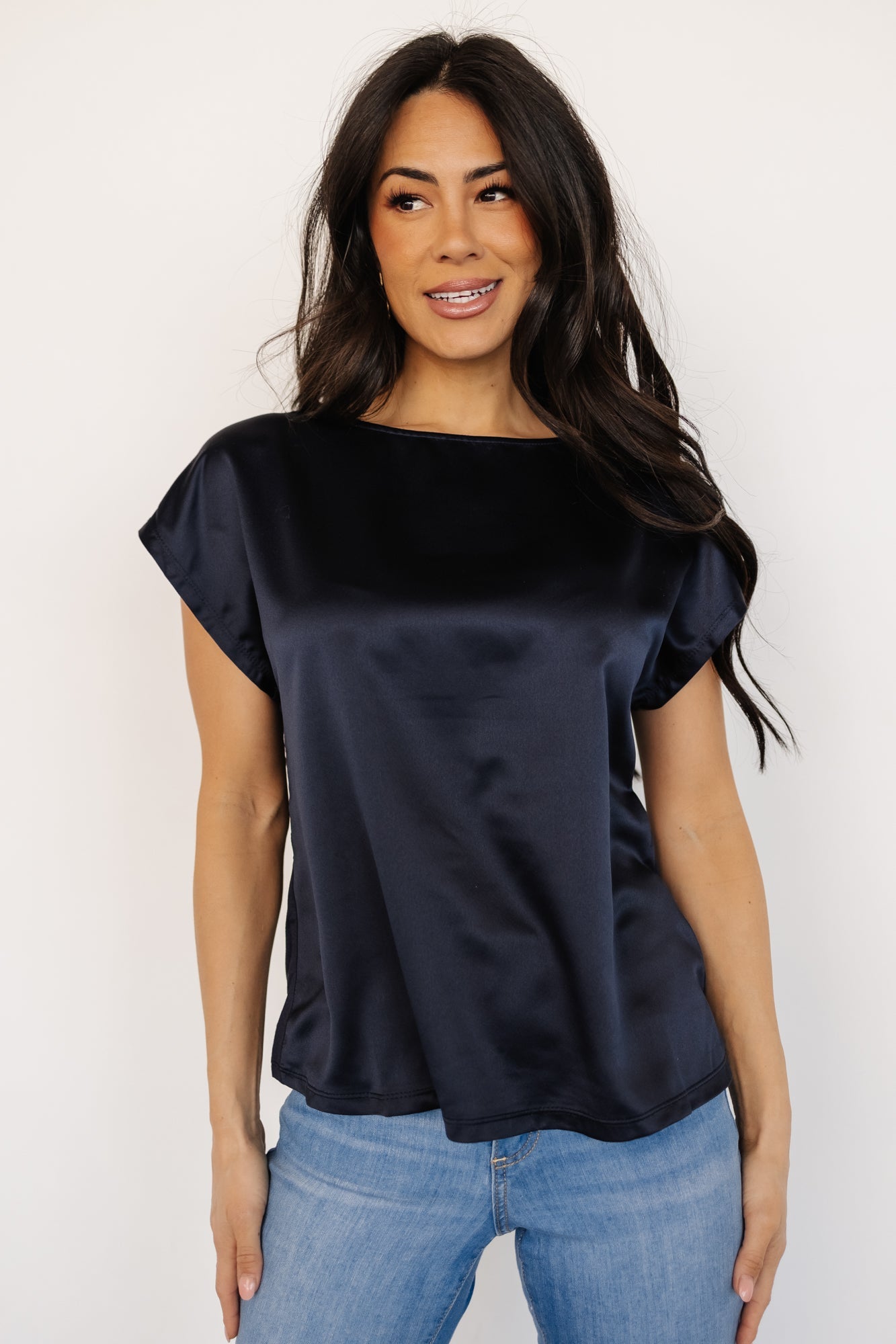 Leonie Satin Top | Navy Genuine For Sale