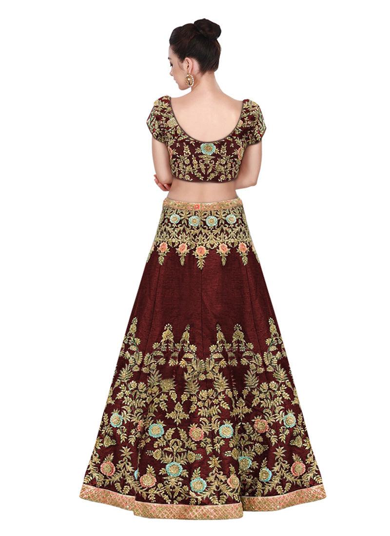 Maroon Color Art Silk Material Heavy Work Lehenga Choli Cheap Wiki