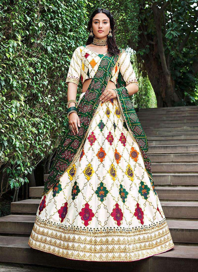 Silk Base White Embroidered Lehenga Buy Cheap Huge Surprise