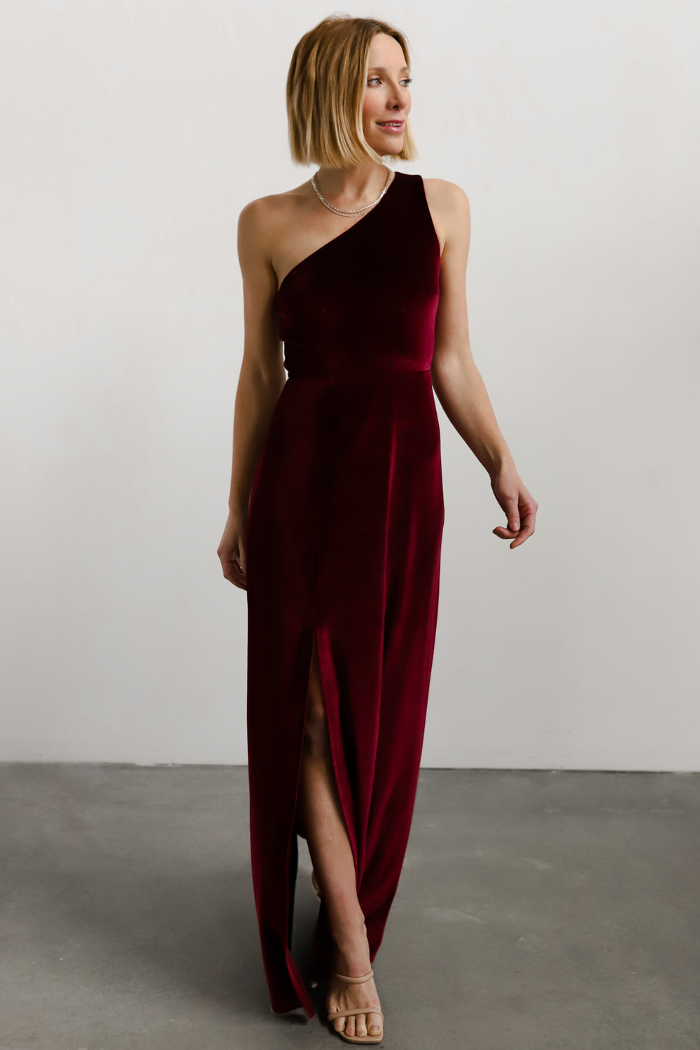 Tatiana Velvet One Shoulder Maxi Dress | Merlot Outlet Deals