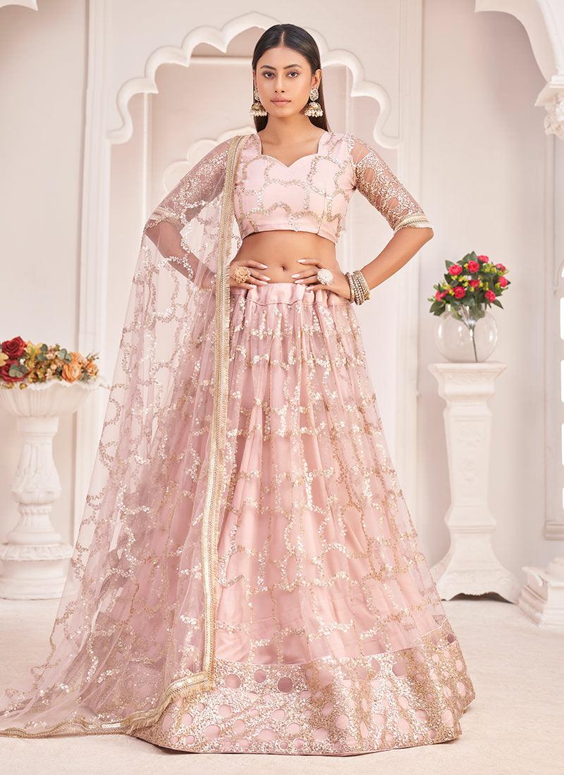 Light Pink Soft Net Wedding Lehenga Buy Cheap Choice