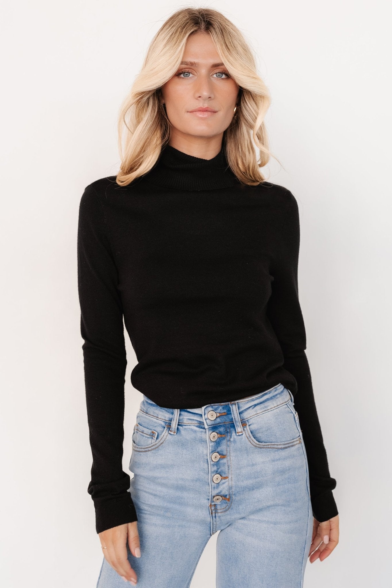 Lorelai Turtleneck Sweater Top | Black Cheap Sale Tumblr