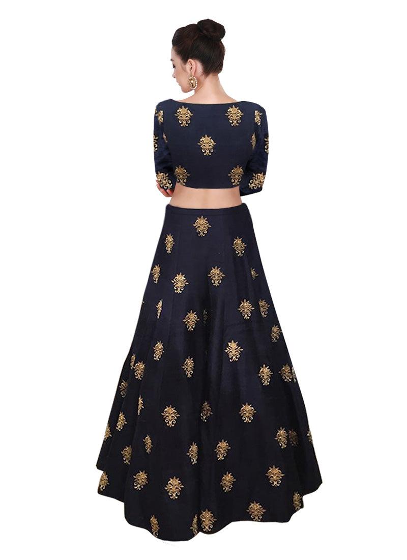 Navy Blue Color Art Silk Fabric Ethnic Wear Lehenga Choli Huge Surprise Cheap Online