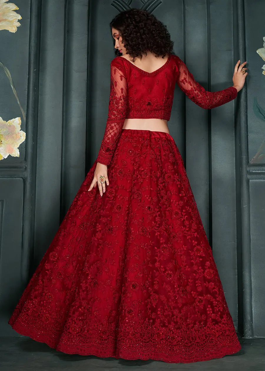 Designer Red Beautifully Embroidered Bridal  Lehenga Choli Release Dates Sale Online