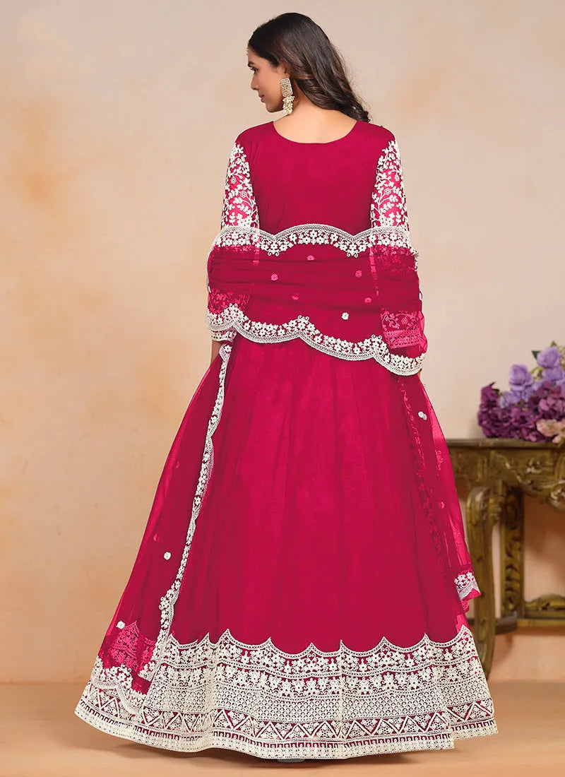 Mesmerizing Magenta Pink Designer Embroidered Anarkali Gown Outlet Hot Sale