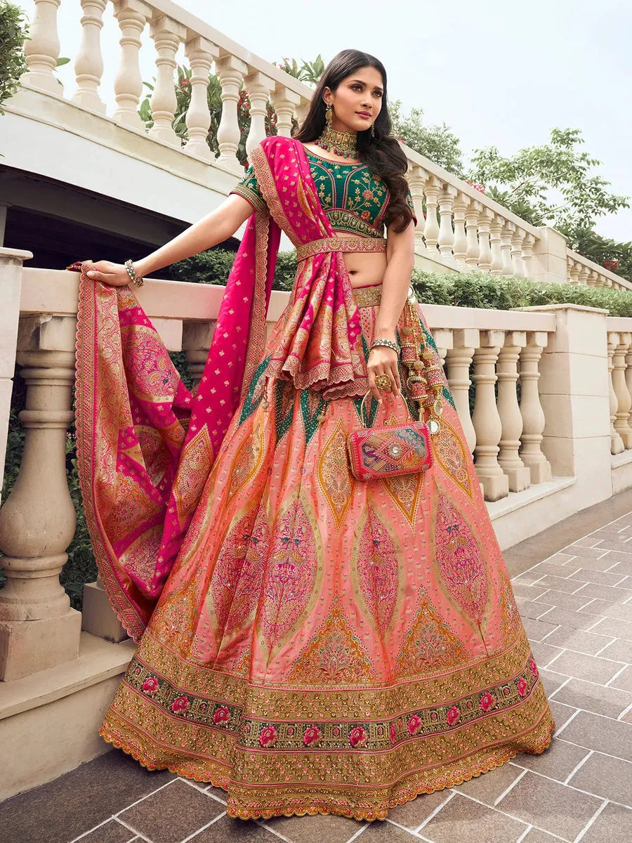 Elegant Multi-Color Embroidered  Silk  Lehenga Choli Set Really Cheap