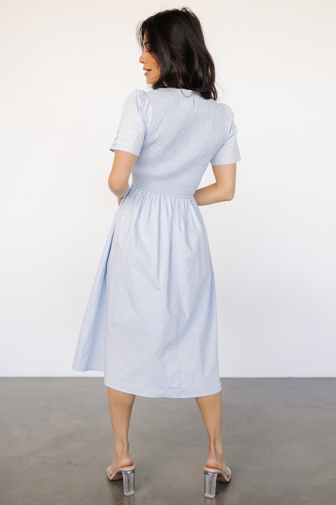 Farrah Smocked Midi Dress | Light Blue Latest Collections For Sale