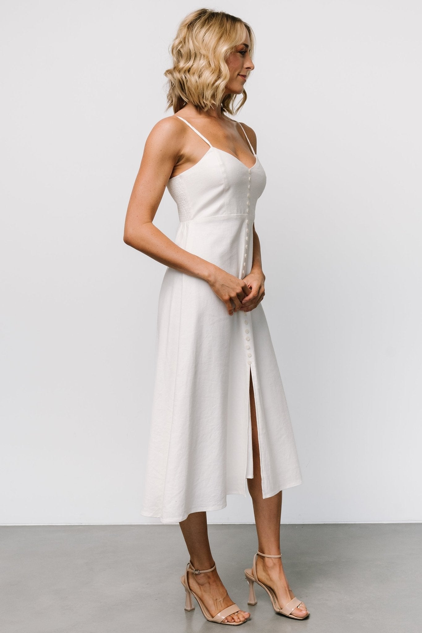 Laya Button Front Dress | Ivory Sale Best