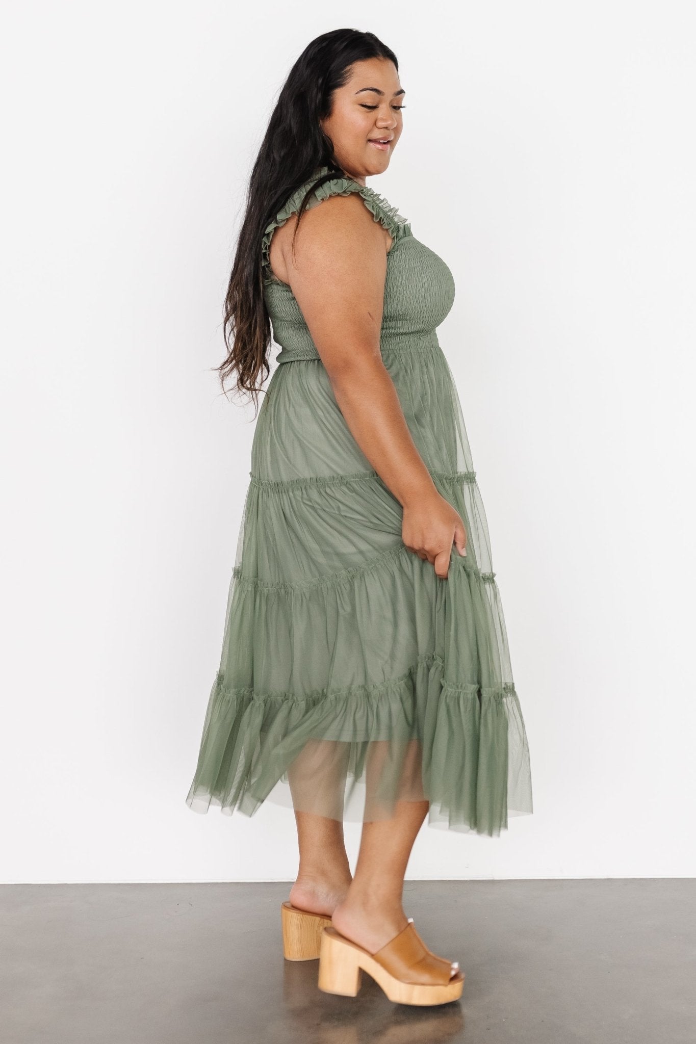 Emma Smocked Tulle Dress | Sage Free Shipping Release Dates