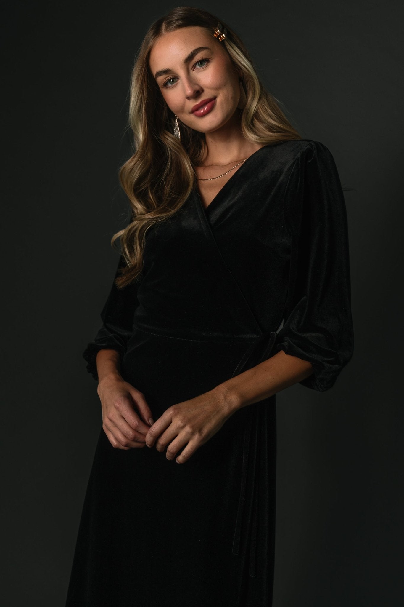 Beckinsale Velvet Wrap Dress | Black Shop Offer Online